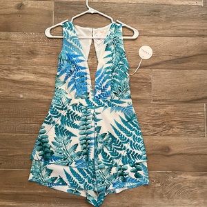 Romper- tropical theme blue/green size M